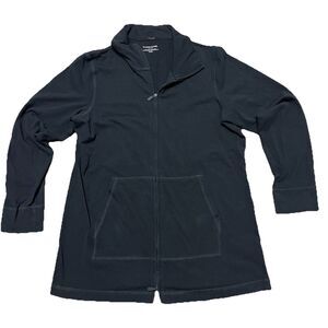 EILEEN FISHER Jacket Petite M Stretch Organic Cotton Full Zip Long Sleeve Black